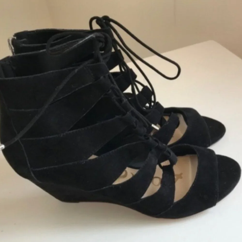 New Sam Edelman Santina suede wedge sandals